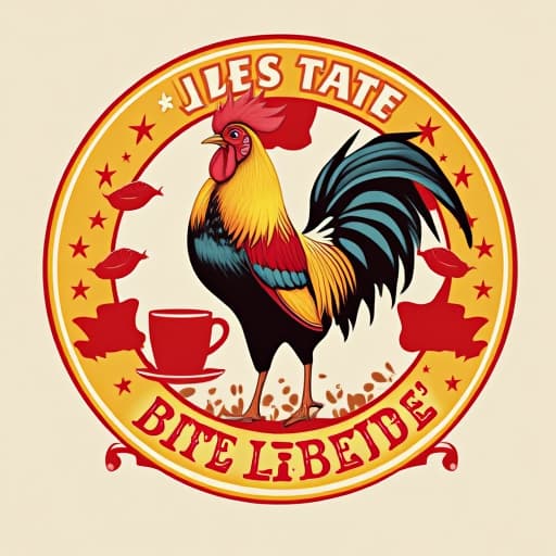  logoles fêtes de wallonie à liège, utamu coffee’n pastries : a logo featuring wallonia’s rooster, a coffee cup, and pastries, using red, yellow, and black with festive typography.minimalist and modernizm logo stylelogo hyperrealistic, full body, detailed clothing, highly detailed, cinematic lighting, stunningly beautiful, intricate, sharp focus, f/1. 8, 85mm, (centered image composition), (professionally color graded), ((bright soft diffused light)), volumetric fog, trending on instagram, trending on tumblr, HDR 4K, 8K