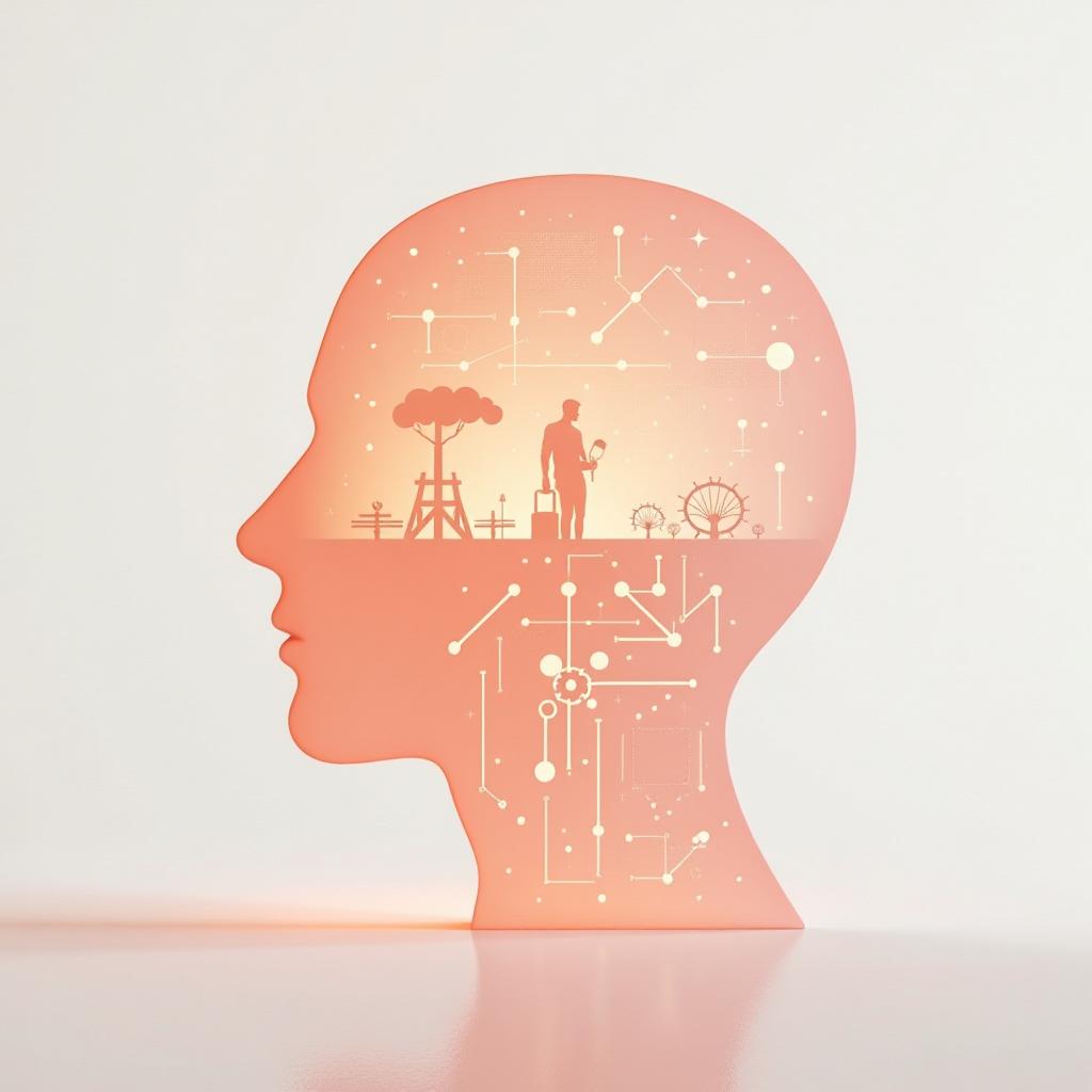  [silhouette psychology of thoughts inside the icon] [[[small icon]]], peach gradient, white background, frosted glass, transparent sense of science and technology, ultra minimalist appearance, bright color, studio lighting, peach and white background, industrial design, a wealth of details, ultra high definition, dribble, pinterest, ray tracing, isometric view, blender, c4d, oc renderer v 6.0 style raw 3d