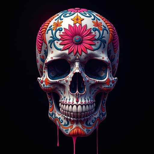  logoa vibrant, colorful skull logo with intricate details, entire design should be set against a solid black backgroundminimalist and modernizm logo stylelogo hyperrealistic, full body, detailed clothing, highly detailed, cinematic lighting, stunningly beautiful, intricate, sharp focus, f/1. 8, 85mm, (centered image composition), (professionally color graded), ((bright soft diffused light)), volumetric fog, trending on instagram, trending on tumblr, HDR 4K, 8K