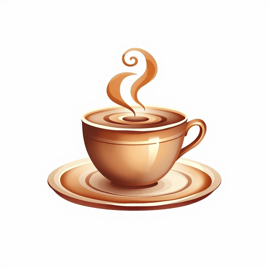  design a logo, watercolor style, logo of a coffee cup, brown gradient colors, white background