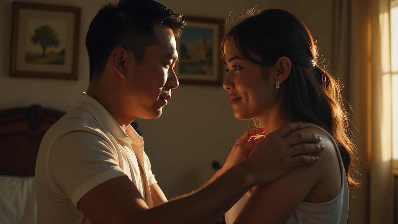  a filipino man beating his wife, high quality, high details, hd, perfect composition, 4k epic detailed, highly detailed, sharp focus, high resolution