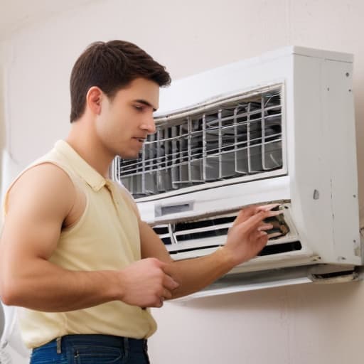 A generic local business related image of a person at work on Air Conditioning Service