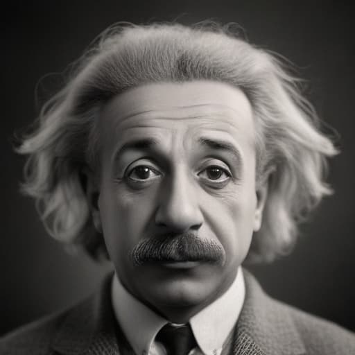 Create a blended image of Deryck Jones and Albert Einstein with the end result looking more like me but with Einstein's flyaway hair in AI-generated