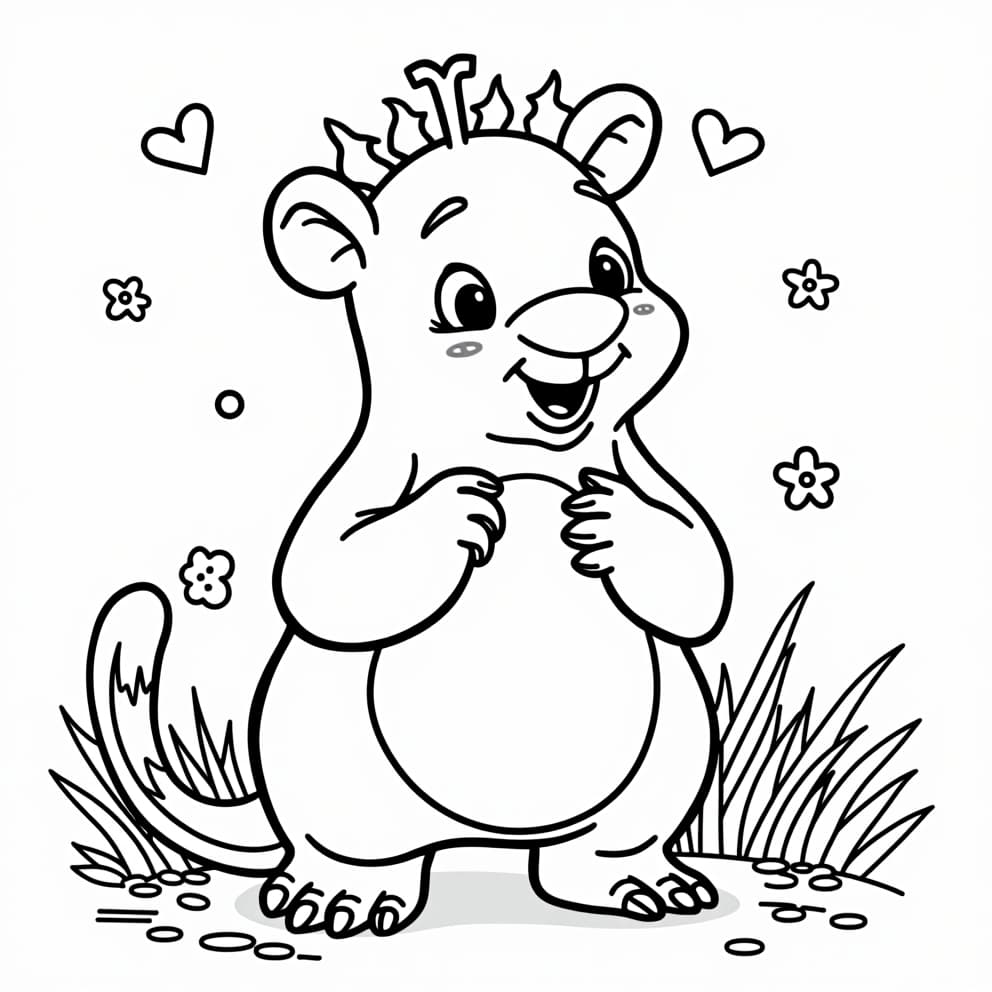  a coloring book page, white background, showing babei