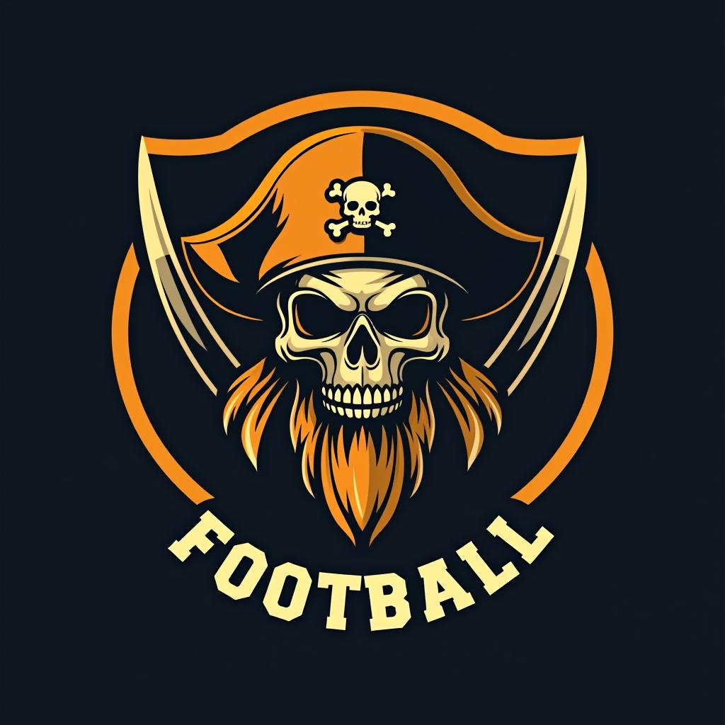  design a logo, hey ai can you create a logo for my football team my name the golden pirate, with the text 'football '.