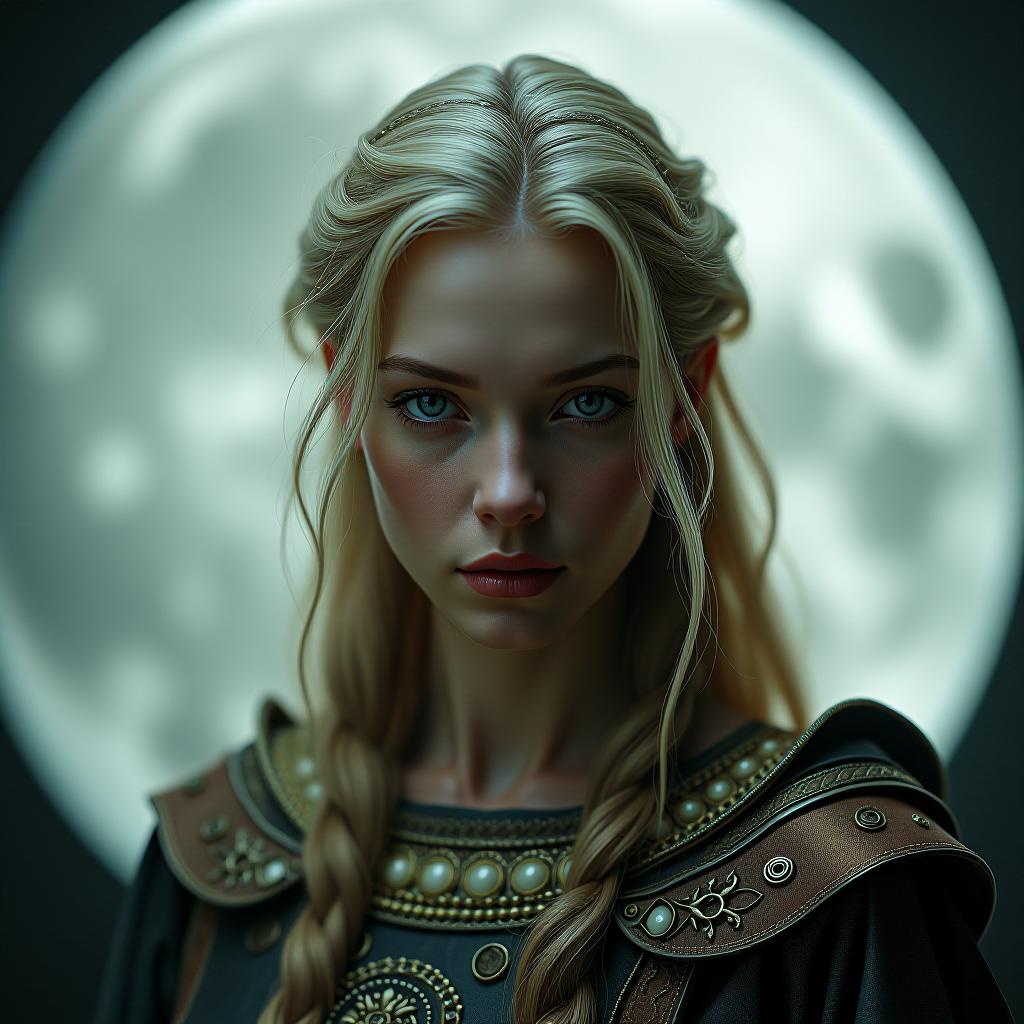  photo of rocky barnes as a priestess of the moon, realistic, portrait, art by donato giancola and greg rutkowski, realistic face, digital art, trending on artstation hyperrealistic, full body, detailed clothing, highly detailed, cinematic lighting, stunningly beautiful, intricate, sharp focus, f/1. 8, 85mm, (centered image composition), (professionally color graded), ((bright soft diffused light)), volumetric fog, trending on instagram, trending on tumblr, HDR 4K, 8K