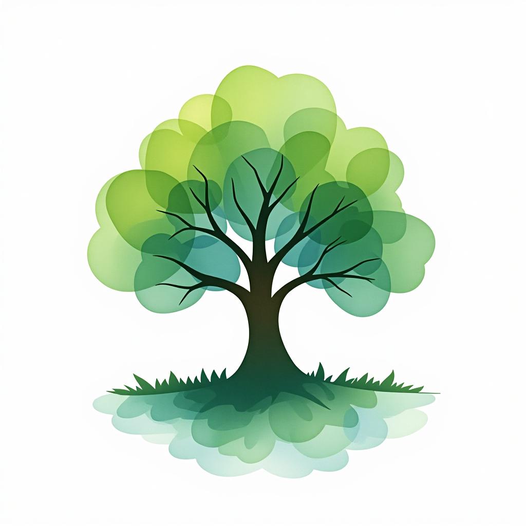  design a logo, in a watercolor style. logo of a tree, green and blue