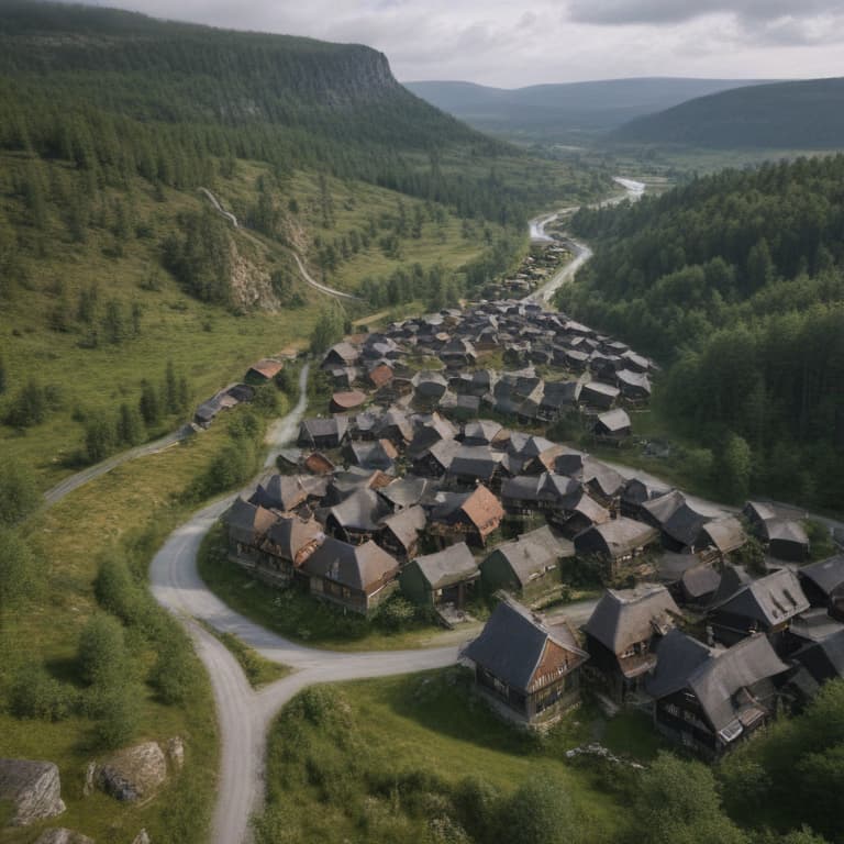 Show me a picture of the village of moheda in Sweden, in the style of lord of the rings Include Torpsbruksvägen 10 Make it darker