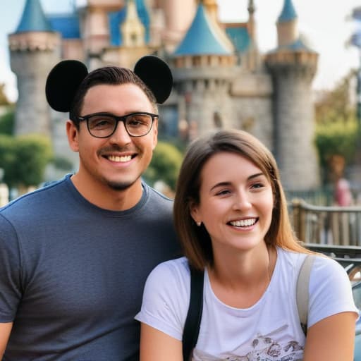 a happy family at disneyland