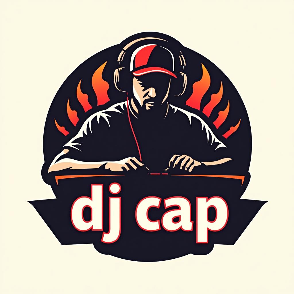  design a logo, dj, with the text 'dj cap'.