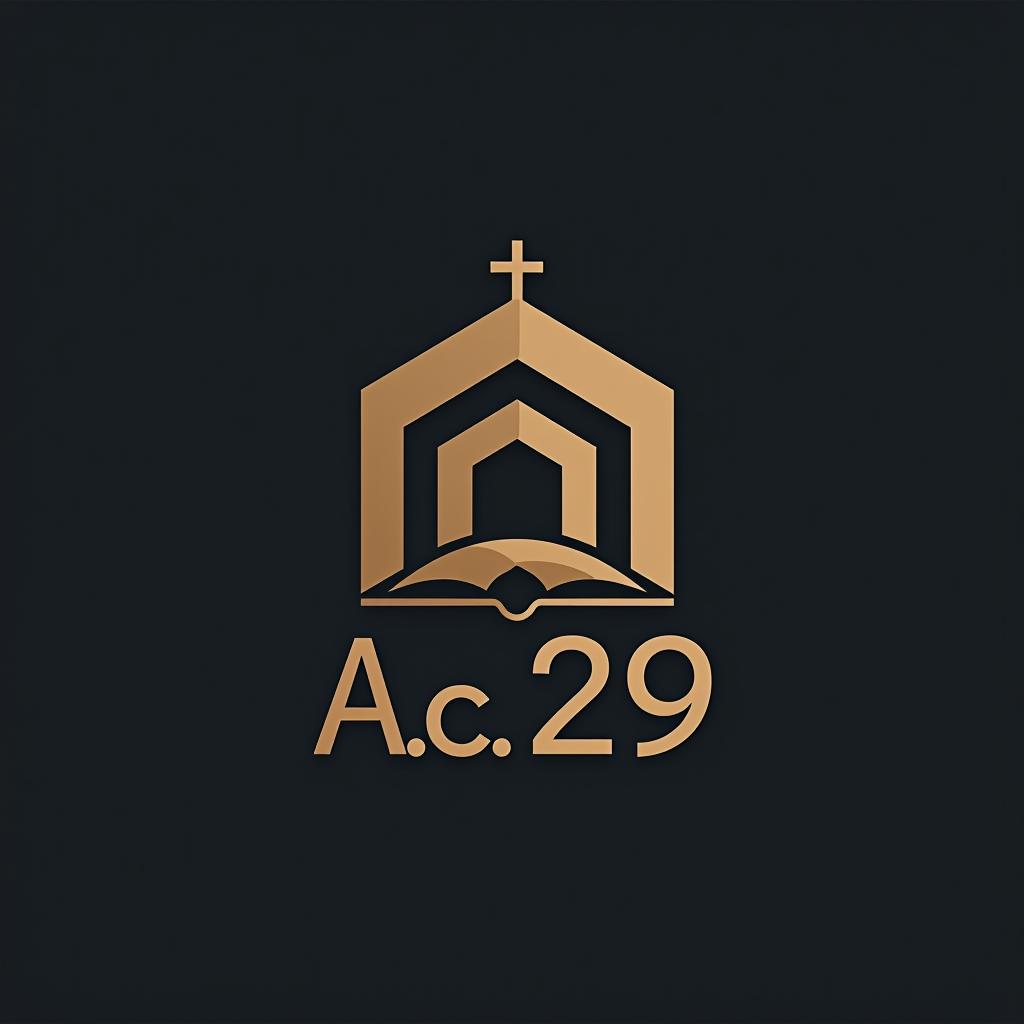  design a logo, quiero un logo para una página dedicada a la arquitectura y la teología bíblica donde presentaré podscats y reseña de libros y presentaré imágenes de renders de diseño interior y exterior , with the text 'a.c. 29'.