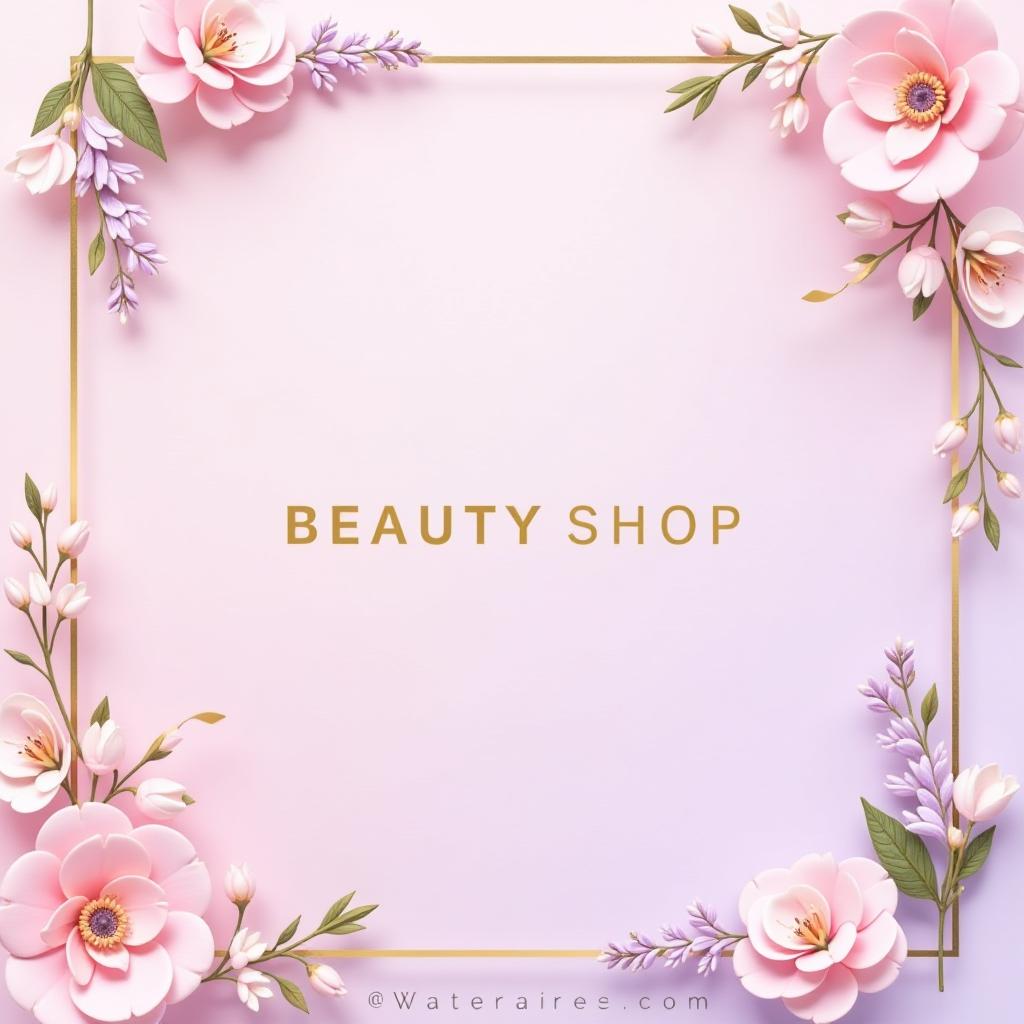  a sleek instagram cover for a beauty online shop featuring an elegant combination of gold, light pink, and light purple. the background blends these soft colors seamlessly, creating a luxurious and inviting atmosphere. decorative elements include delicate gold accents and floral designs in light pink and lavender hues, with the shop's name stylishly displayed in an elegant, modern font at the center. the overall composition is chic and eye catching, perfect for attracting beauty enthusiasts.