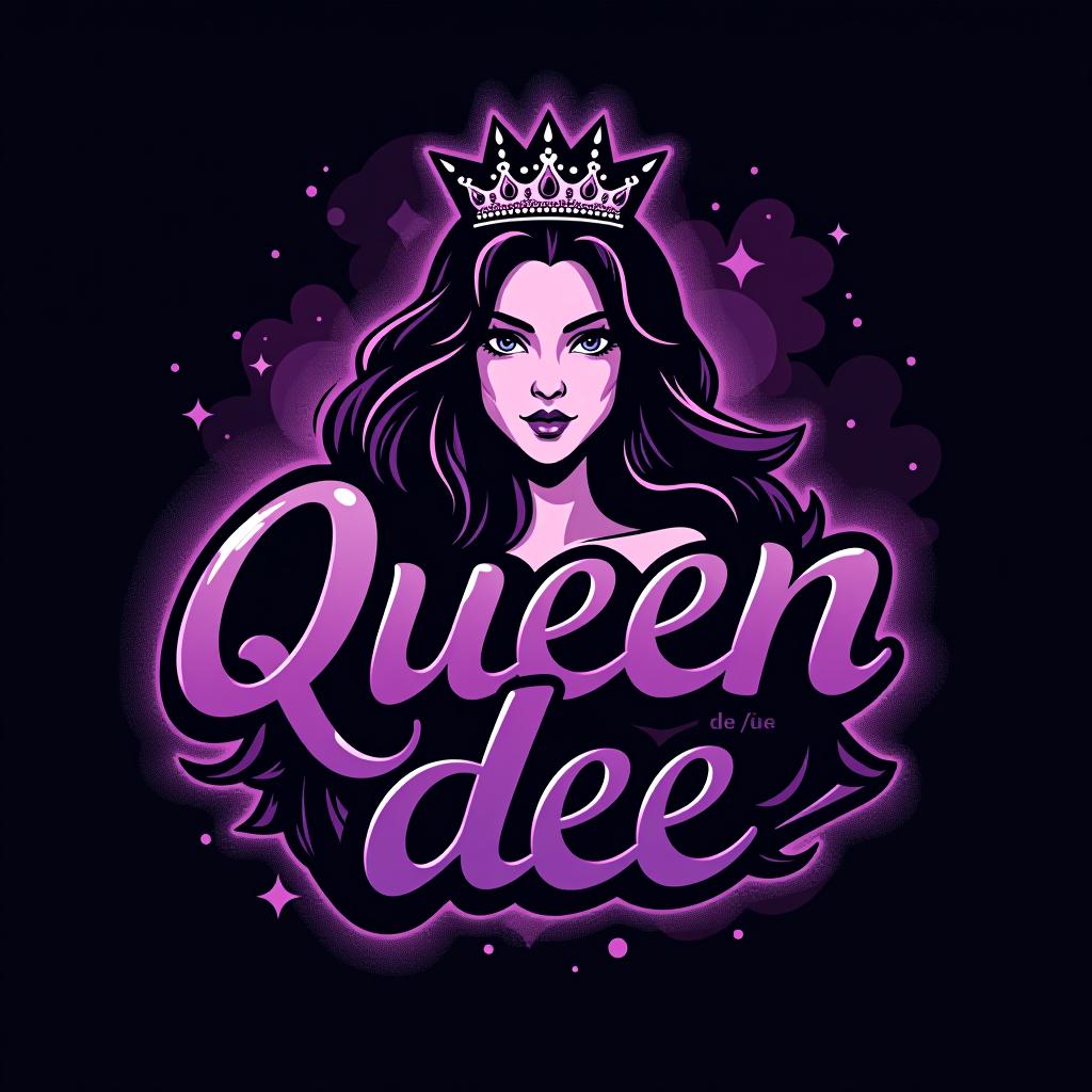  design a logo, in a realism style. princess black and purple graffiti , with the text 'queen dee'.