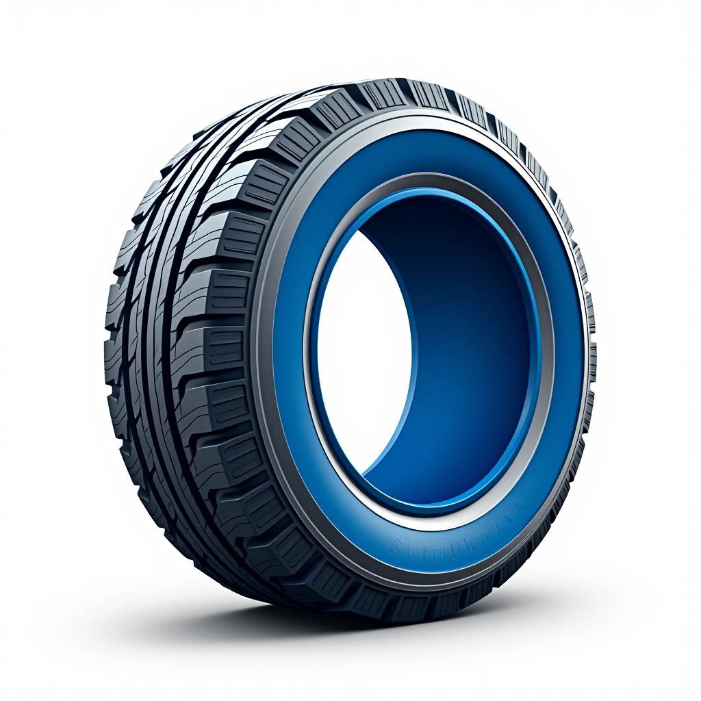  text: ad, backround square, two collor, blue, white , 3d, tire , (logo:1.15), hq, hightly detailed, 4k