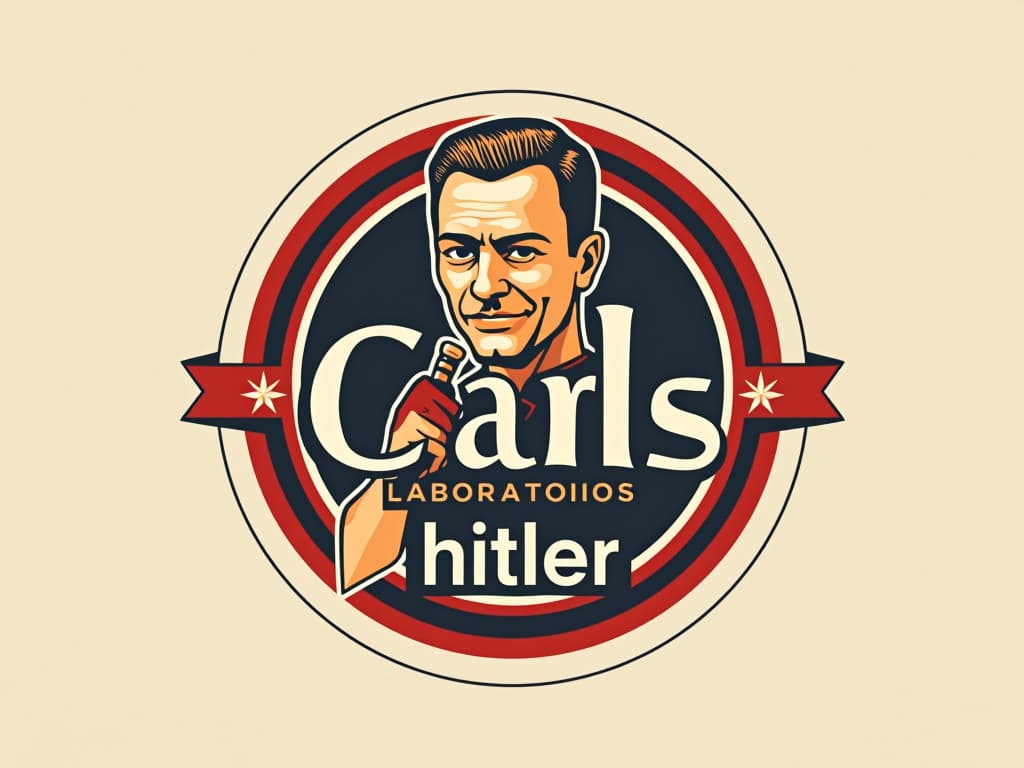  design a logo, in a threedrender style. logo de nombre “carls” laboratorios , with the text 'hitler'.