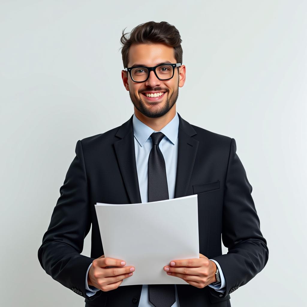  a photo of a man for documents on a white background.