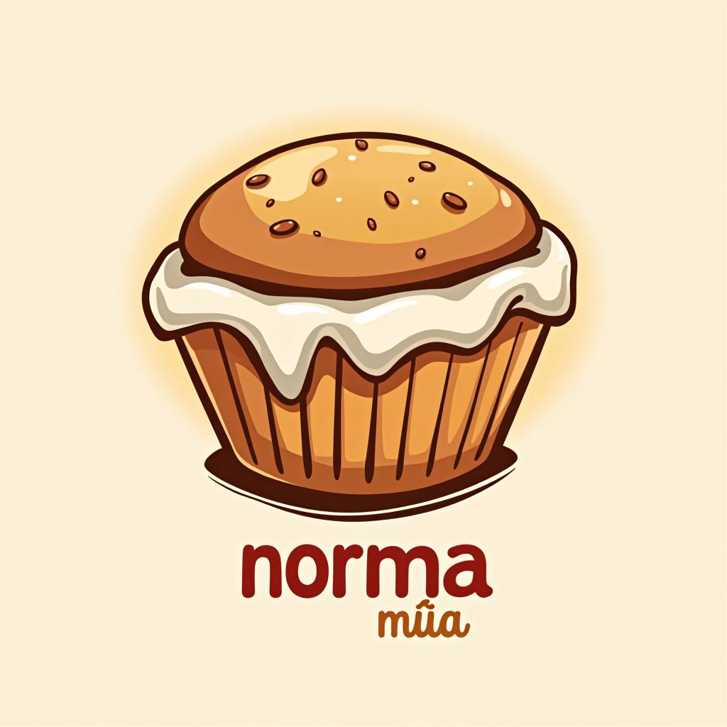  design a logo, haz un logo mezclando la imagen de un mini market y empanadas chilenas , with the text 'norma mía '.