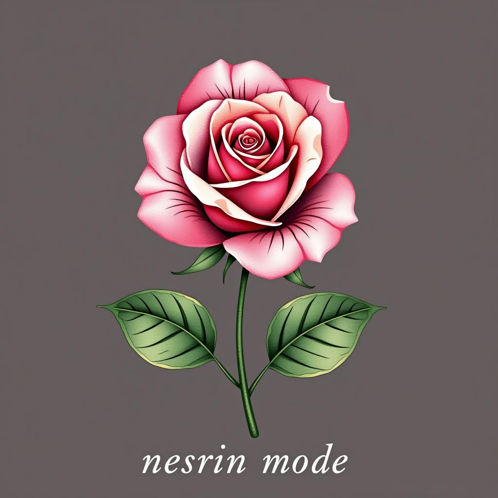  design a logo, in a watercolor style. erstelle mir ein logo für ein kleider laden elegant aber auffällig mit einer rose mit drin , with the text 'nesrin mode '.