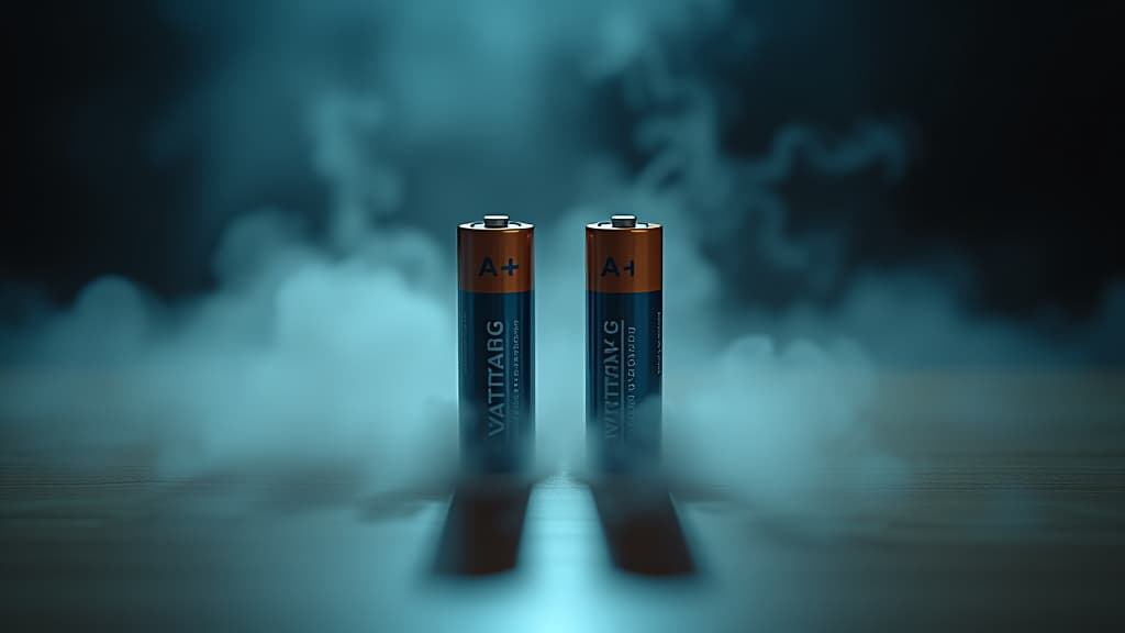  , an educational image showing two aa batteries connected in parallel, with a focus on how voltage averages out. hyperrealistic, full body, detailed clothing, highly detailed, cinematic lighting, stunningly beautiful, intricate, sharp focus, f/1. 8, 85mm, (centered image composition), (professionally color graded), ((bright soft diffused light)), volumetric fog, trending on instagram, trending on tumblr, HDR 4K, 8K