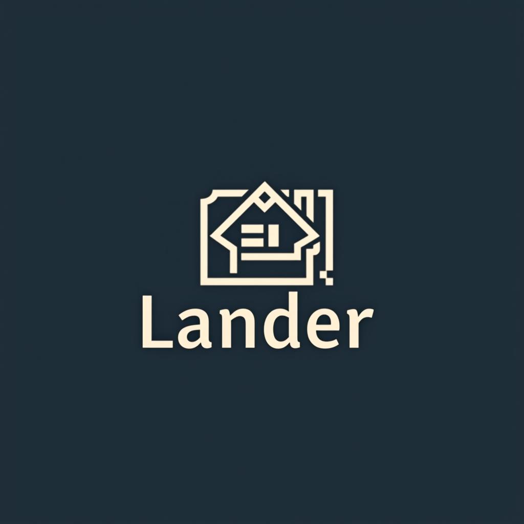  design a logo, minimal line logo in the theme of real estate, with the text ‘lander’