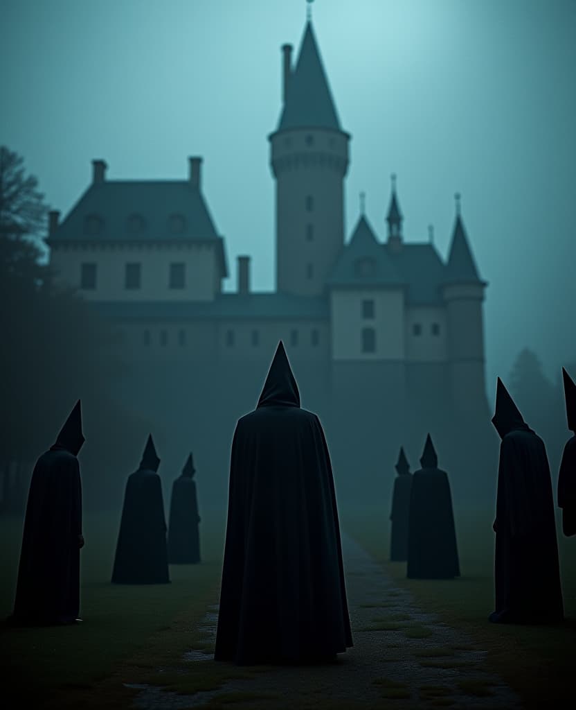  cinematic photo king of darkness gathers dark wizards in the castle of darkness in austria. . 35mm photograph, film, bokeh, professional, 4k, highly detailed