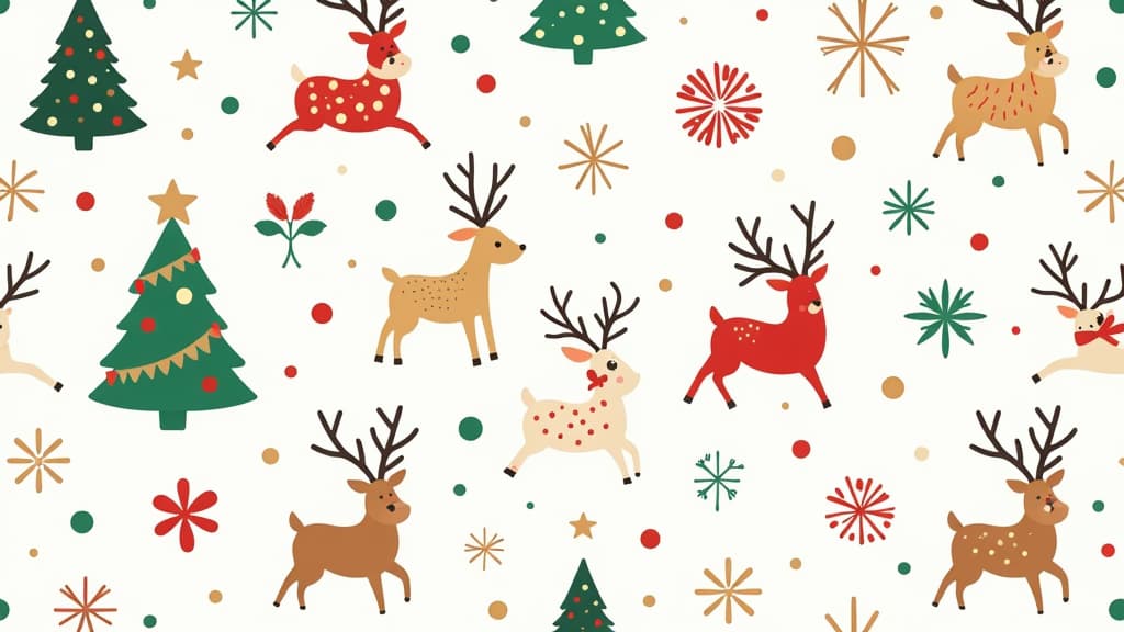  flat illustration, flaticon, (illustration:1.15), seamless pattern christmas on white background ar 16:9, [cory loftis, strobist, pascal campion :: 0.2]