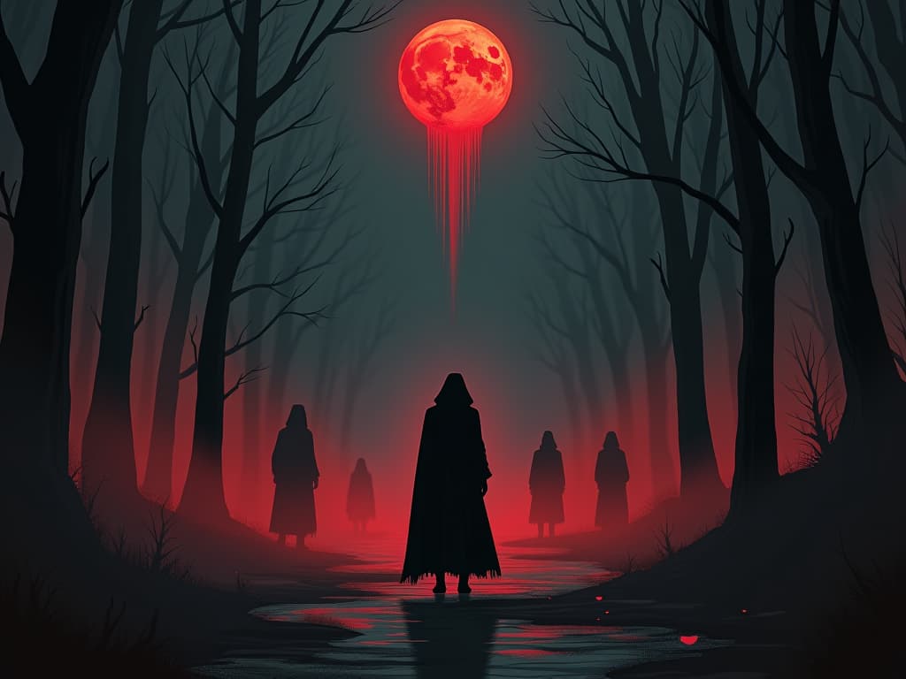  lonely figure in the shadows, missing connections, ghostly silhouettes of people around. the style is dark fantasy and mysterious occult, symbolic, moody lighting, esoteric vibe,high detail on character design. for the color scheme emphasize blacks and reds.