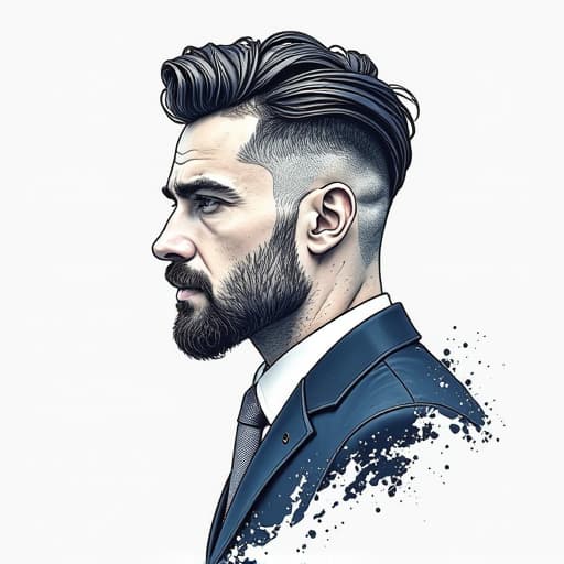  prompt: create a hand drawn logo for a men's hairdressing business called "fryzjerstwo męskie". the logo should incorporate the theme of hairstyling tools such as scissors, combs, or clippers. please use a color palette that conveys professionalism and elegance, with colors such as black, silver, and deep blue. the logo should not include any human figures or inappropriate content. instead, focus on creating a design that symbolizes precision, expertise, and masculinity in a tasteful and abstract way. the style should be clean, modern, and easily recognizable. the brand name should be prominently featured in the design, with a font that complements the hand drawn elements. hyperrealistic, full body, detailed clothing, highly detailed, cinematic lighting, stunningly beautiful, intricate, sharp focus, f/1. 8, 85mm, (centered image composition), (professionally color graded), ((bright soft diffused light)), volumetric fog, trending on instagram, trending on tumblr, HDR 4K, 8K