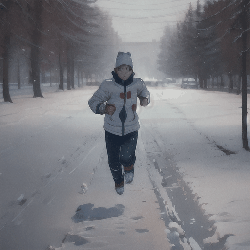 running boy in snow