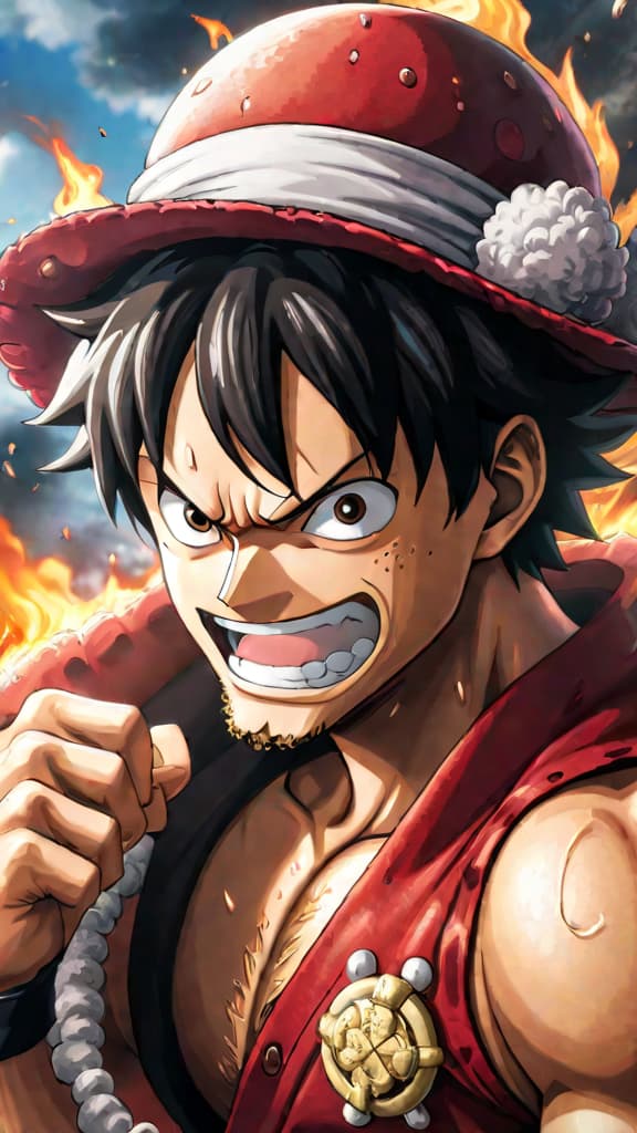  anime art of luffy from one piece showcasing his gear fourth and haki skills. hyperrealistic, full body, detailed clothing, highly detailed, cinematic lighting, stunningly beautiful, intricate, sharp focus, f/1. 8, 85mm, (centered image composition), (professionally color graded), ((bright soft diffused light)), volumetric fog, trending on instagram, trending on tumblr, HDR 4K, 8K