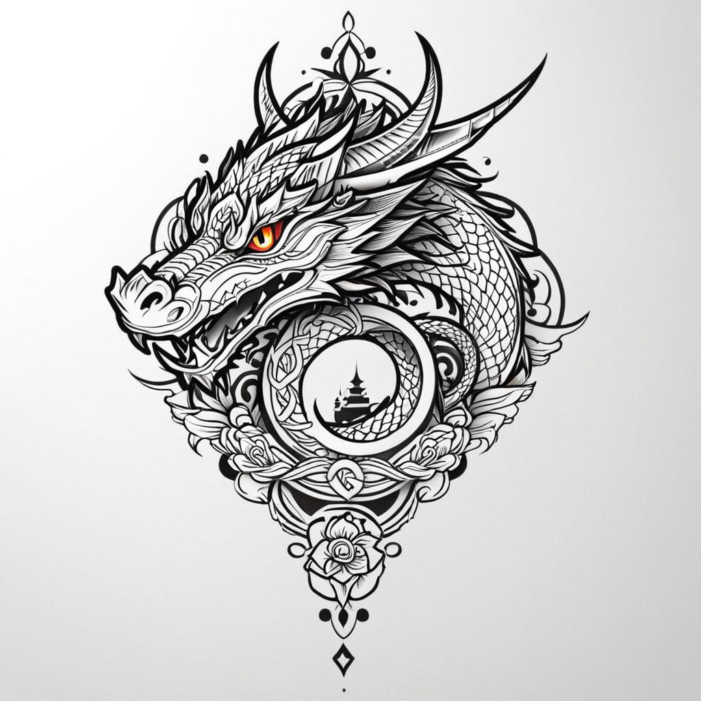  dragon,(tattoo), tattoo design