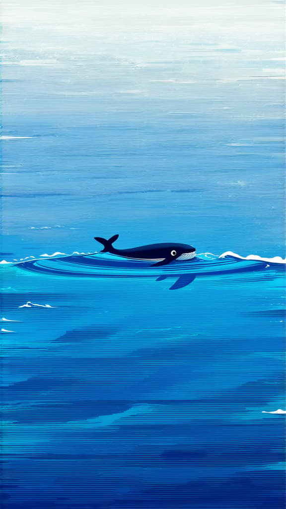  flat illustration, flaticon, (illustration:1.15), tiny whale in a huge sea ar 9:16, [cory loftis, strobist, pascal campion :: 0.2]