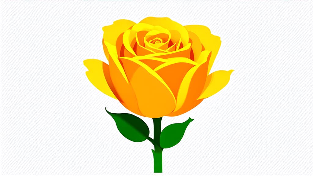  flat illustration, flaticon, (illustration:1.15), yellow rose on a white background ar 16:9, [cory loftis, strobist, pascal campion :: 0.2]