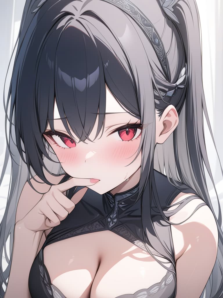  long black hair, headband, large ribbon on the chest, piece on chin, masterpiece, best quality,8k,ultra detailed,high resolution,an extremely delicate and beautiful,hyper detail