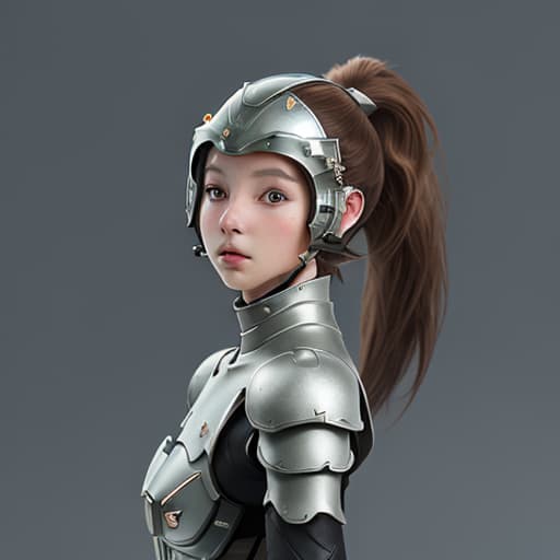  girl, human nature, put on biological armor, shell, fully enclosed helmet, (solo:1.5), dynamic, best quality, masterpiece, c4d, ponytail.