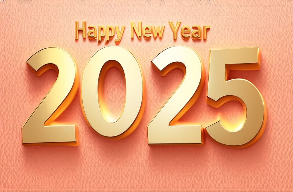  happy new year 2025 poster on peach background ar 3:2 {prompt}, maximum details