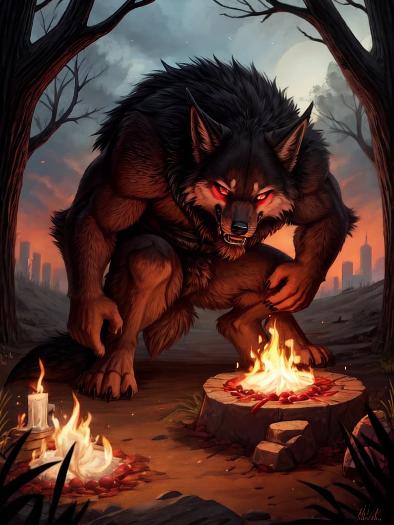  ware wolves black, bloodstainai, horror, fear