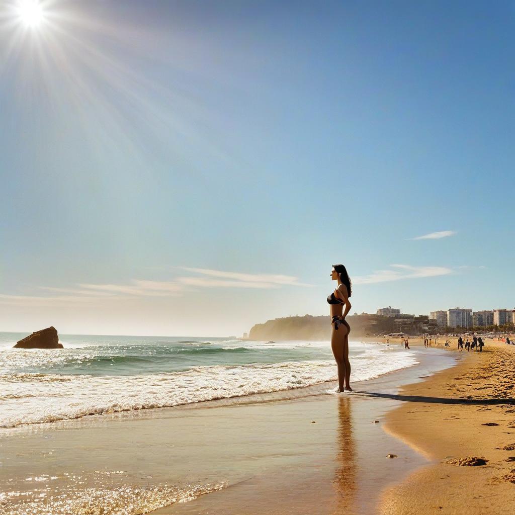  hdr photo of a stands on the beach without a . high dynamic range, vivid, rich details, clear shadows and highlights, realistic, intense, enhanced contrast, highly detailed, perfecteyes, perfect hands, film photography style hyperrealistic, full body, detailed clothing, highly detailed, cinematic lighting, stunningly beautiful, intricate, sharp focus, f/1. 8, 85mm, (centered image composition), (professionally color graded), ((bright soft diffused light)), volumetric fog, trending on instagram, trending on tumblr, HDR 4K, 8K