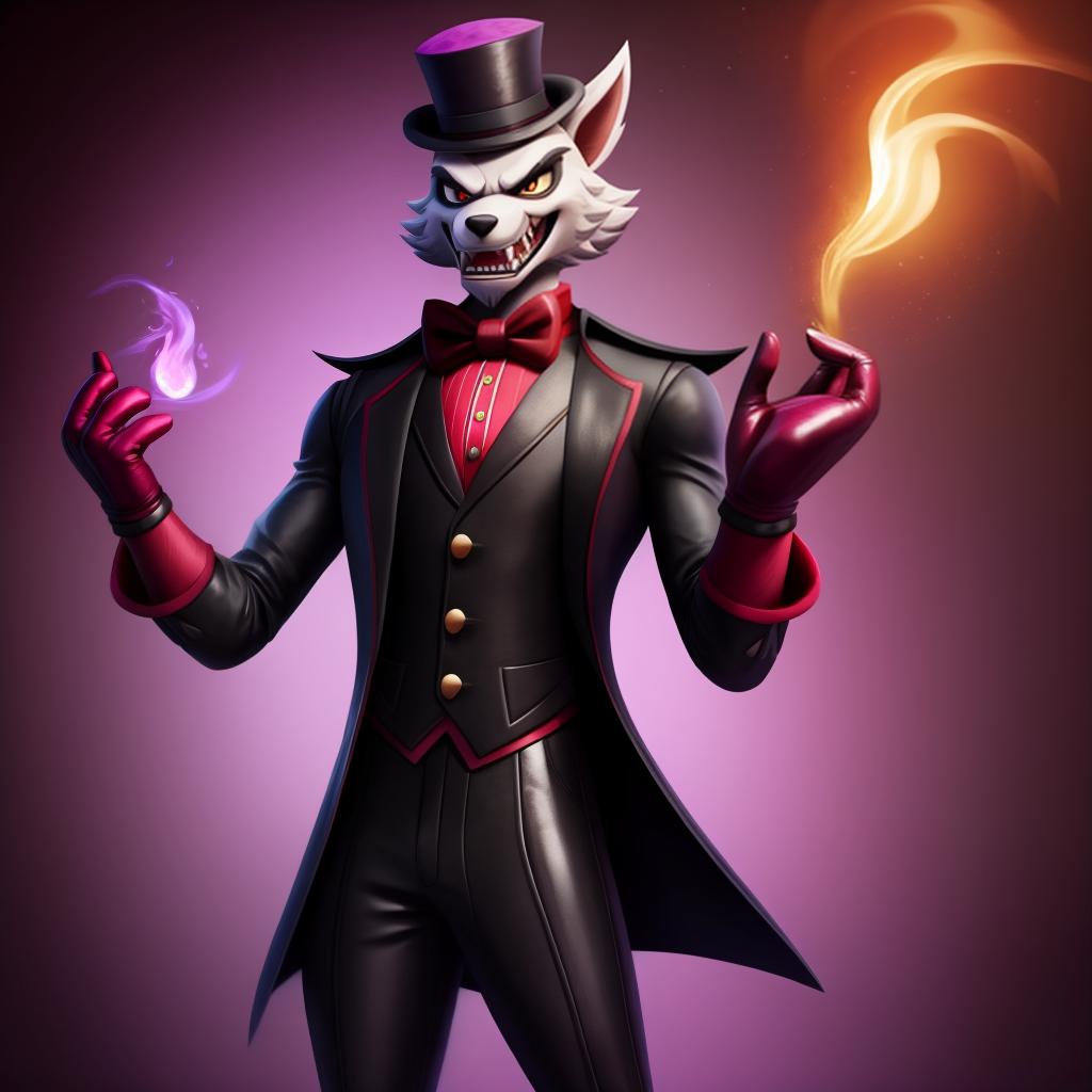  Evil angry magician (Fortnite), full body, suit, leather gloves, magic, open eyes, masterpiece, 4k, fine details,