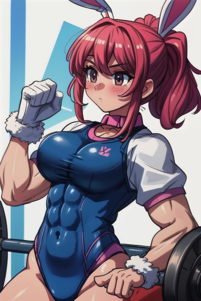  a pretty, muscular gym bunny saying wud up , hq, hightly detailed, 4k