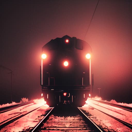  the train is traveling through a black abyss, with huge glowing eyes looking at it from the darkness, slate atmosphere, cinematic, dimmed colors, dark shot, muted colors, film grainy, lut, spooky