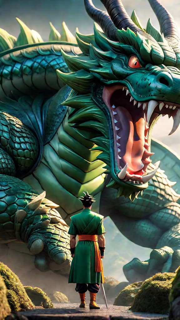  anime art of shenron from dragon ball z and porunga from dragon ball z as two sides of a mystical coin. hyperrealistic, full body, detailed clothing, highly detailed, cinematic lighting, stunningly beautiful, intricate, sharp focus, f/1. 8, 85mm, (centered image composition), (professionally color graded), ((bright soft diffused light)), volumetric fog, trending on instagram, trending on tumblr, HDR 4K, 8K