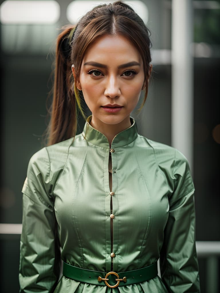  beautiful lady,long green hair,ponytail,phoenix,transitional japanese green long clothes,whole body,ultra details,have a shy face hyperrealistic, full body, detailed clothing, highly detailed, cinematic lighting, stunningly beautiful, intricate, sharp focus, f/1. 8, 85mm, (centered image composition), (professionally color graded), ((bright soft diffused light)), volumetric fog, trending on instagram, trending on tumblr, HDR 4K, 8K