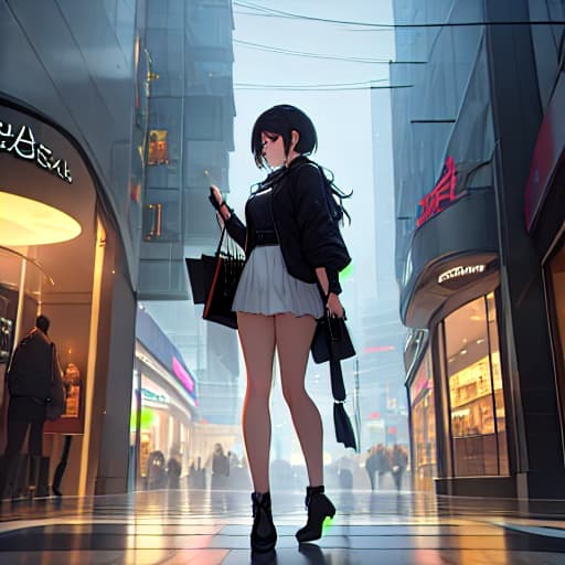  (Shopping mall), anime, highly detailed, 4k, high quality, trending on art station hyperrealistic, full body, detailed clothing, highly detailed, cinematic lighting, stunningly beautiful, intricate, sharp focus, f/1. 8, 85mm, (centered image composition), (professionally color graded), ((bright soft diffused light)), volumetric fog, trending on instagram, trending on tumblr, HDR 4K, 8K