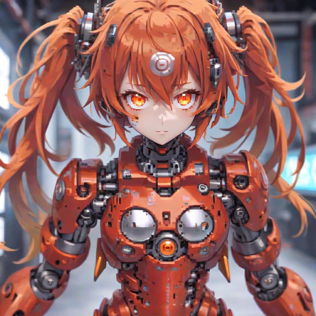  anime artwork robot girl, red metal body, orange eyes, . anime style, key visual, vibrant, studio anime, highly detailed, perfecteyes