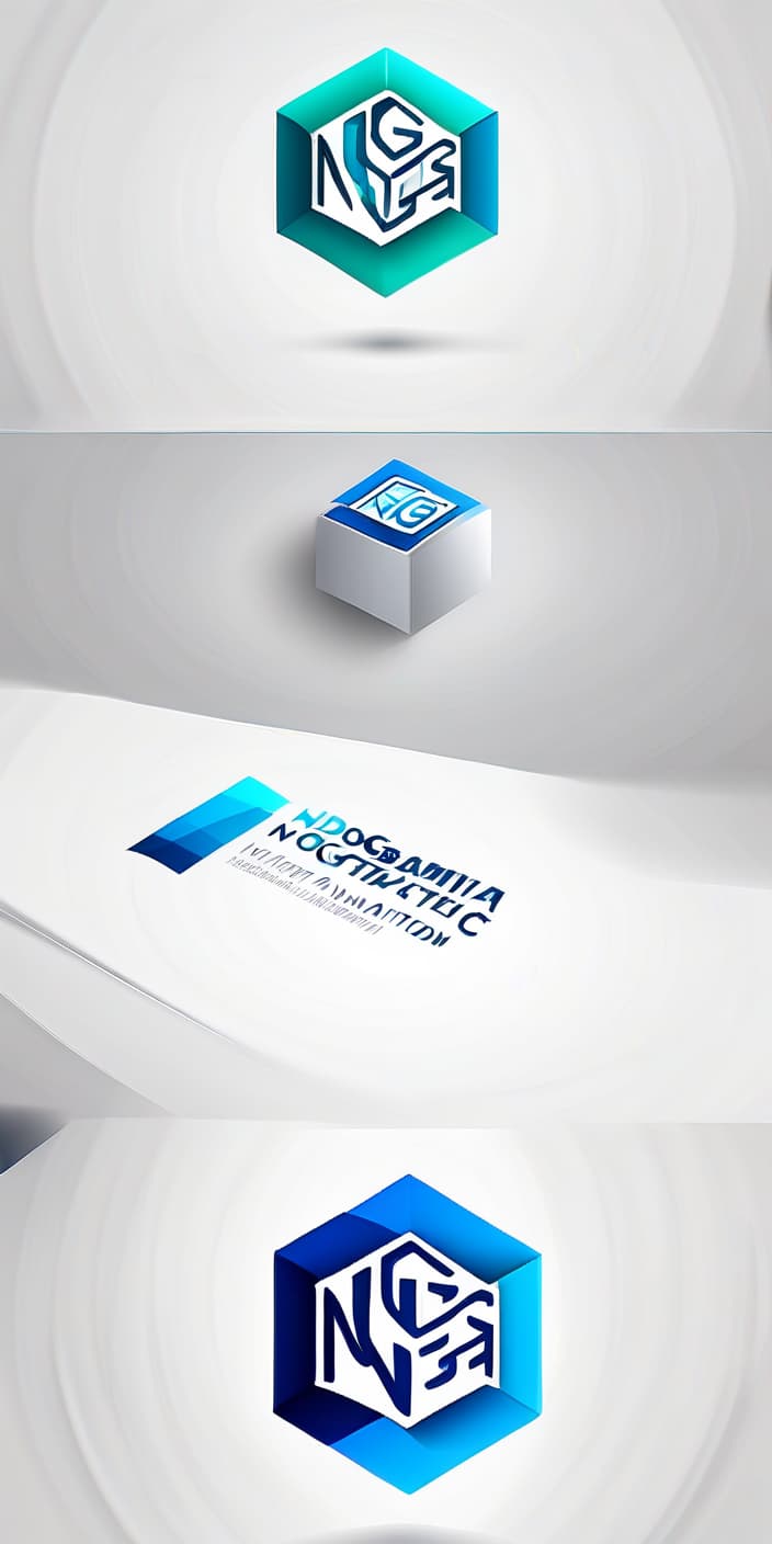  create a logo with the name of the company, which will be on top of "initial geometric information". add a cube to the logo. add the slogan below: "ngs", the slogan should be written in russian transliteration.