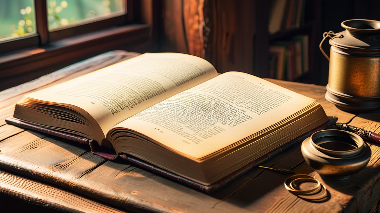  a vintage book resting on a weathered wooden table, surrounded by period artifacts: an antique quill, an inkpot, faded maps, and a sepia toned photograph, evoking the essence of a historical setting. hyperrealistic, full body, detailed clothing, highly detailed, cinematic lighting, stunningly beautiful, intricate, sharp focus, f/1. 8, 85mm, (centered image composition), (professionally color graded), ((bright soft diffused light)), volumetric fog, trending on instagram, trending on tumblr, HDR 4K, 8K