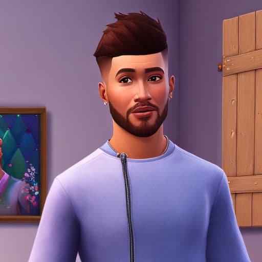 portrait+ style Sims 4 queer brunette hunk dude face