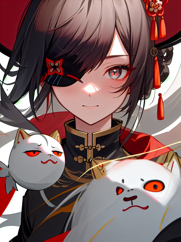  single eyes, girls, china, chinese, eye patches, one blind hidden, masterpiece, best quality,8k,ultra detailed,high resolution,an extremely delicate and beautiful,hyper detail