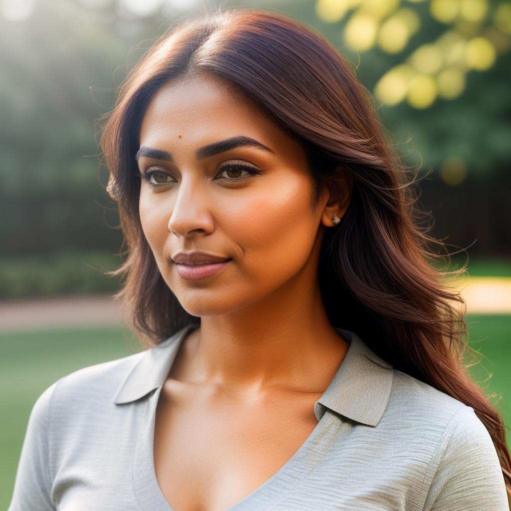  (((realistic full torso frontal head shot of a light brown to medium brown skin tone woman))), ekta hka sarma, ((indian heritage)), immature face, brown eye color, ((long hair style)), (( hair color)), ((athletic body type)), xxl size, athletic size, (immature straight wide nose), (immature round cheeks), (immature defined jawline), (immature full lips), (immature medium forehead), (immature even eyebrows), (immature slightly rounded chin), standing straight looking directly into the camera,((wearing fitted polo shirt with deep v neck and monogrammed pocket)), backyard in background, 1, best quality, highest quality, award winning photo, masterpiece, raw, professional photography, photorealism, sharp focus,  hyperrealistic, full body, detailed clothing, highly detailed, cinematic lighting, stunningly beautiful, intricate, sharp focus, f/1. 8, 85mm, (centered image composition), (professionally color graded), ((bright soft diffused light)), volumetric fog, trending on instagram, trending on tumblr, HDR 4K, 8K